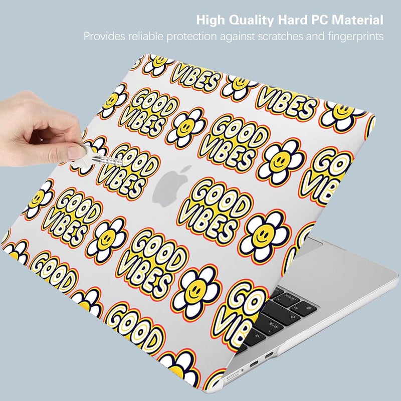 KEROM Compatible for MacBook Air 13 inch Case 2025 M4, 2024-2022 M3 M2 A3240 A3113 A2681, Cute Sleek Aesthetic Plastic Hard Shell with Keyboard Cover for MacBook Air 13.6 inch Case, Good Vibes - Image 3